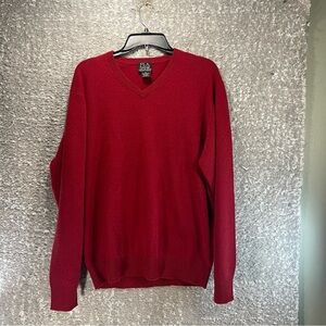 Jos. A. Bank Traveler's Collection M Red V-Neck 100% Cashmere Sweater Preppy